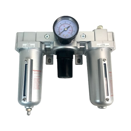 All Tool Depot 1/2" NPT HEAVY DUTY 3 Stages Filter Regulator Lubricator Oiler Combo (MANUAL DRAIN) C704N